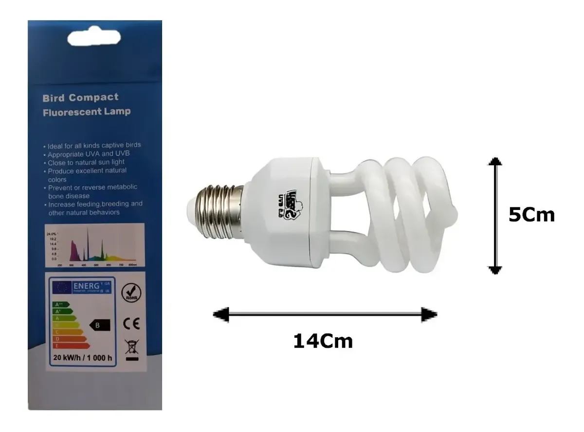 Lampada Uva/uvb 2.4 20w Para Aves E Pássaros - Imagem 2